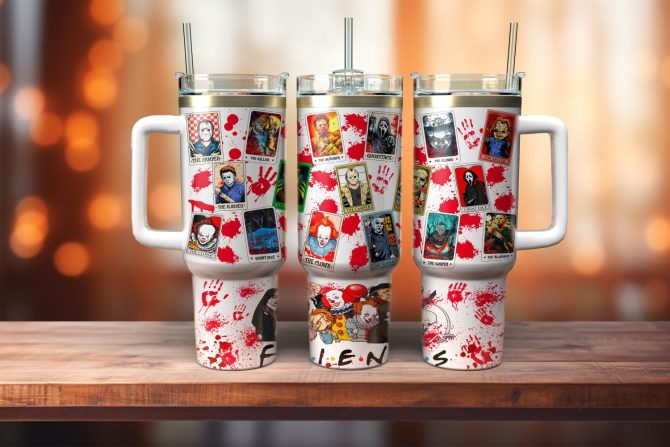 Horror Movie Characters Movies Custom Stanley Quencher 40Oz Stainless Steel Tumbler With Handle