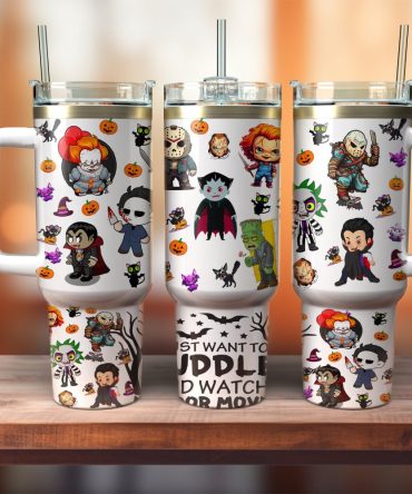 Horror Movie Characters Movies Custom Stanley Quencher 40Oz Stainless Steel Tumbler With Handle