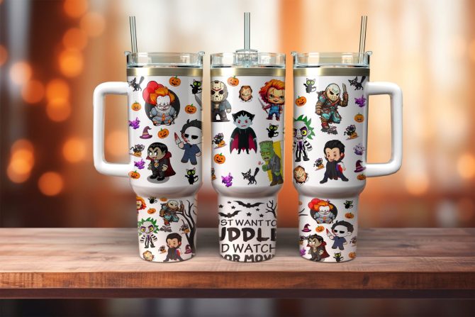 Horror Movie Characters Movies Custom Stanley Quencher 40Oz Stainless Steel Tumbler With Handle