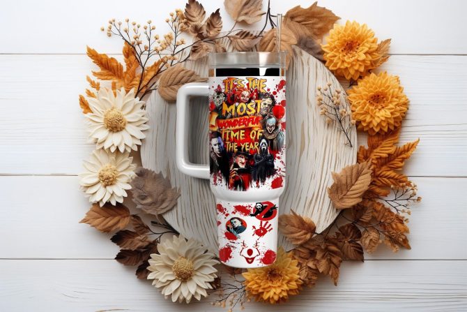 Horror Movie Characters Movies Custom Stanley Quencher 40Oz Stainless Steel Tumbler With Handle - Image 2