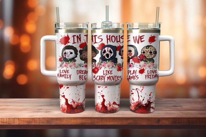 Horror Movie Characters Movies Custom Stanley Quencher 40Oz Stainless Steel Tumbler With Handle