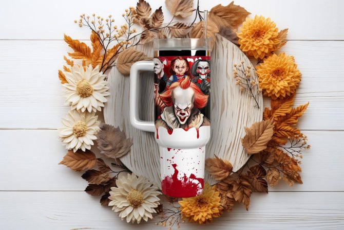 Horror Movie Characters Movies Custom Stanley Quencher 40Oz Stainless Steel Tumbler With Handle - Image 2