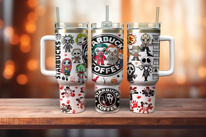 Horror Movie Characters Movies Custom Stanley Quencher 40Oz Stainless Steel Tumbler With Handle - Image 2
