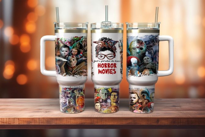 Horror Movie Characters Movies Custom Stanley Quencher 40Oz Stainless Steel Tumbler With Handle