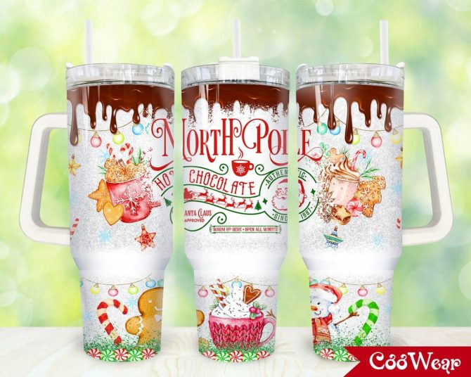 Hot Chocolate Custom Stanley Quencher 40Oz Stainless Steel Tumbler With Handle