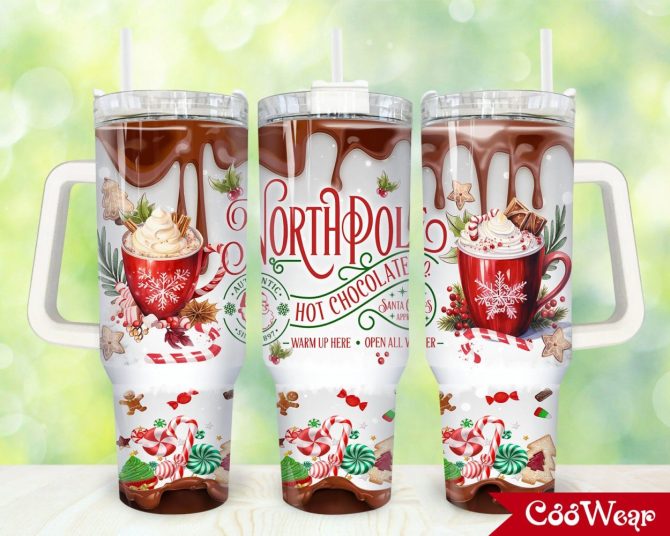 Hot Chocolate Custom Stanley Quencher 40Oz Stainless Steel Tumbler With Handle
