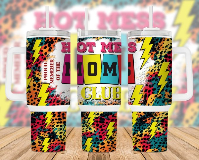 Hot Mess Moms Club Custom Stanley Quencher 40Oz Stainless Steel Tumbler With Handle