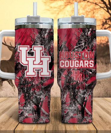 Houston Cougars Ncaa Hunting Custom Stanley Quencher 40Oz Stainless Steel Tumbler With Handle