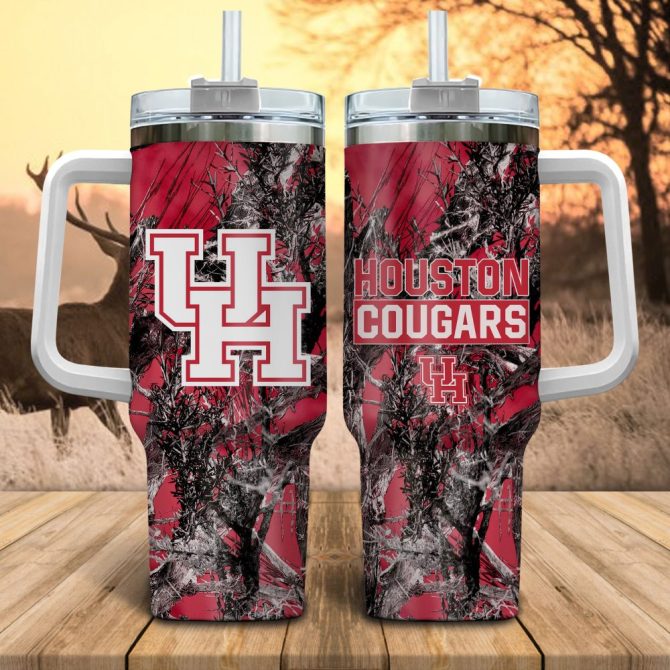 Houston Cougars Ncaa Hunting Custom Stanley Quencher 40Oz Stainless Steel Tumbler With Handle