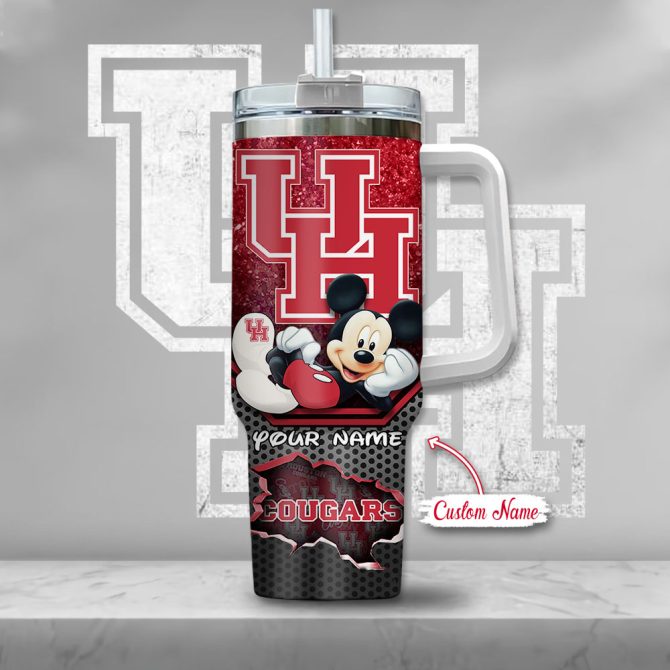 Houston Cougars Ncaa Mickey Mouse Custom Stanley Quencher 40Oz Stainless Steel Tumbler With Handle - Image 2