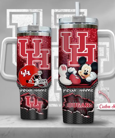Houston Cougars Ncaa Mickey Mouse Custom Stanley Quencher 40Oz Stainless Steel Tumbler With Handle