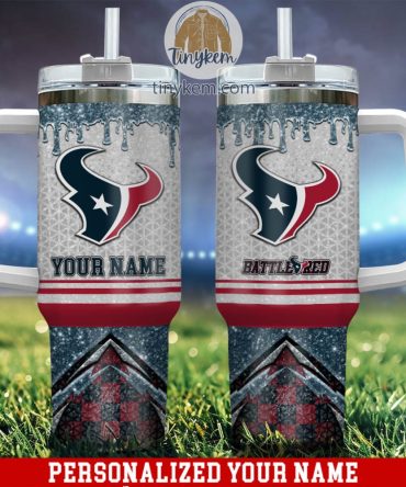 Houston Texans Glitter Nfl Custom Stanley Quencher 40Oz Stainless Steel Tumbler With Handle