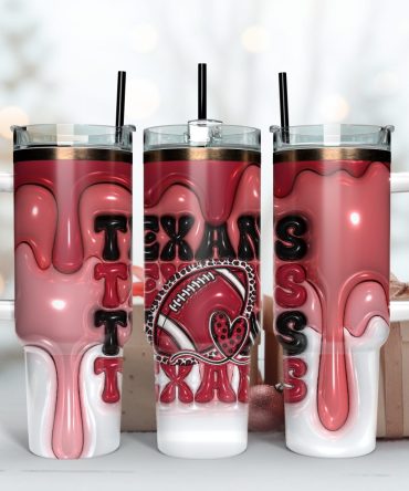 Houston Texans Nfl 3D Inflated Puff Effect Custom Stanley Quencher 40Oz Stainless Steel Tumbler With Handle