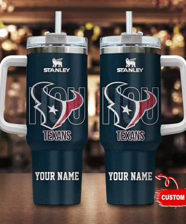 Houston Texans Nfl 3D Logo Custom Stanley Quencher 40Oz Stainless Steel Tumbler With Handle