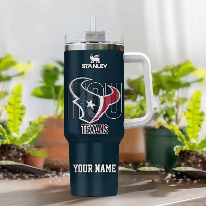 Houston Texans Nfl 3D Logo Custom Stanley Quencher 40Oz Stainless Steel Tumbler With Handle - Image 2