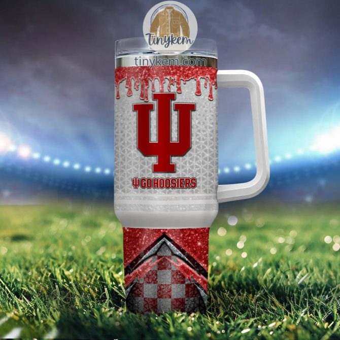 Indiana Hoosiers Glitter Ncaa Custom Stanley Quencher 40Oz Stainless Steel Tumbler With Handle - Image 4