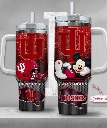 Indiana Hoosiers Ncaa Mickey Mouse Custom Stanley Quencher 40Oz Stainless Steel Tumbler With Handle