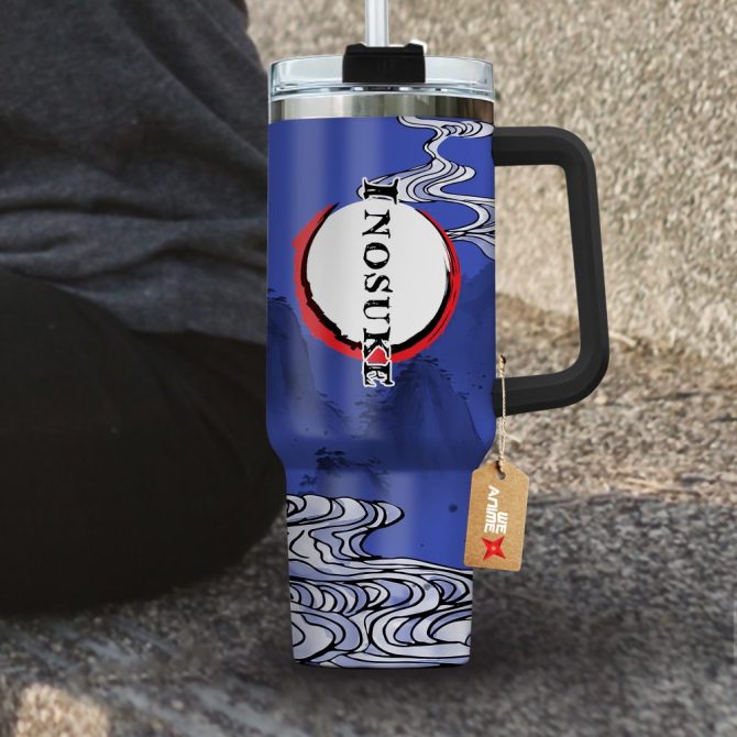 Inosuke Hashibira Kimestu No Yaiba Anime Custom Stanley Quencher 40Oz Stainless Steel Tumbler With Handle - Image 3
