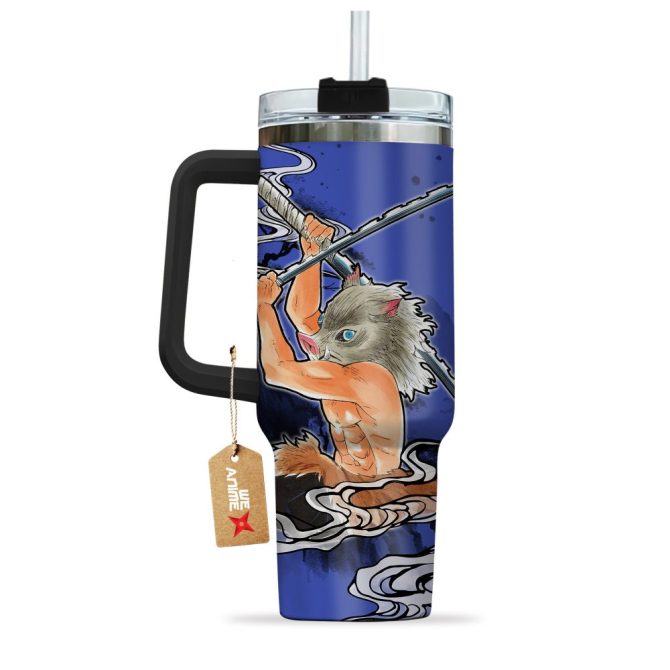 Inosuke Hashibira Kimestu No Yaiba Anime Custom Stanley Quencher 40Oz Stainless Steel Tumbler With Handle - Image 4