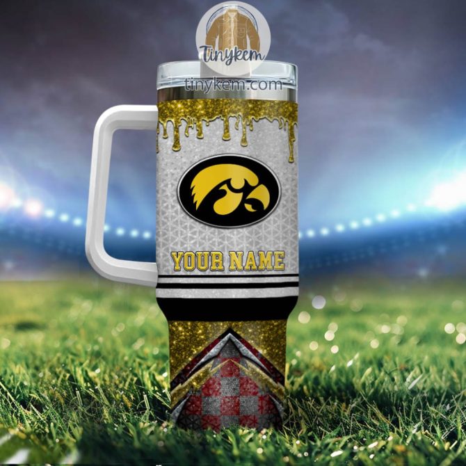 Iowa Hawkeyes Glitter Ncaa Custom Stanley Quencher 40Oz Stainless Steel Tumbler With Handle - Image 3