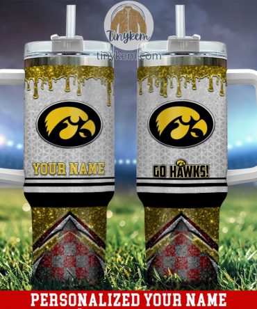 Iowa Hawkeyes Glitter Ncaa Custom Stanley Quencher 40Oz Stainless Steel Tumbler With Handle