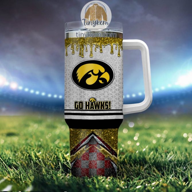 Iowa Hawkeyes Glitter Ncaa Custom Stanley Quencher 40Oz Stainless Steel Tumbler With Handle - Image 4