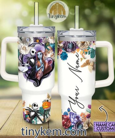 Jack Skellington And Sally Custom Stanley Quencher 40Oz Stainless Steel Tumbler With Handle