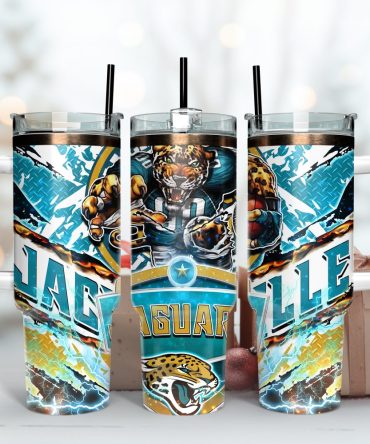 Jacksonville Jaguars Nfl Mascot Custom Stanley Quencher 40Oz Stainless Steel Tumbler With Handle