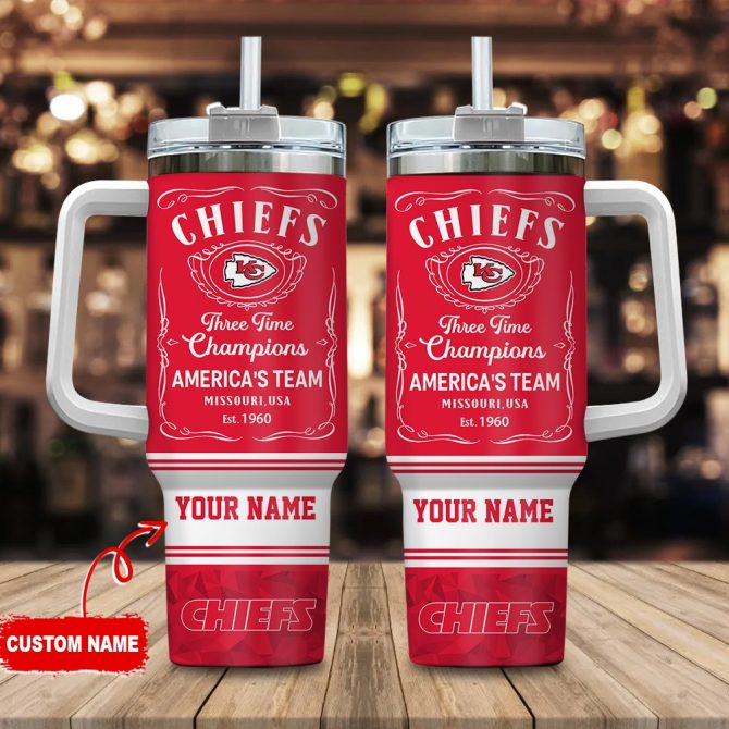 Kansas City Chiefs Nfl Custom Stanley Quencher 40Oz Stainless Steel Tumbler With Handle