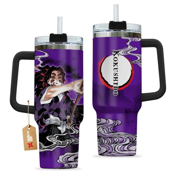 Kokushibo Kimestu No Yaiba Anime Custom Stanley Quencher 40Oz Stainless Steel Tumbler With Handle