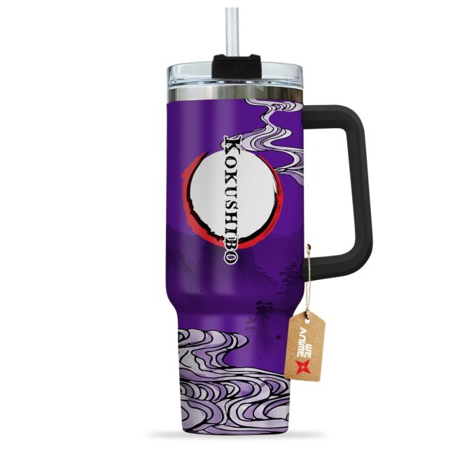 Kokushibo Kimestu No Yaiba Anime Custom Stanley Quencher 40Oz Stainless Steel Tumbler With Handle - Image 2