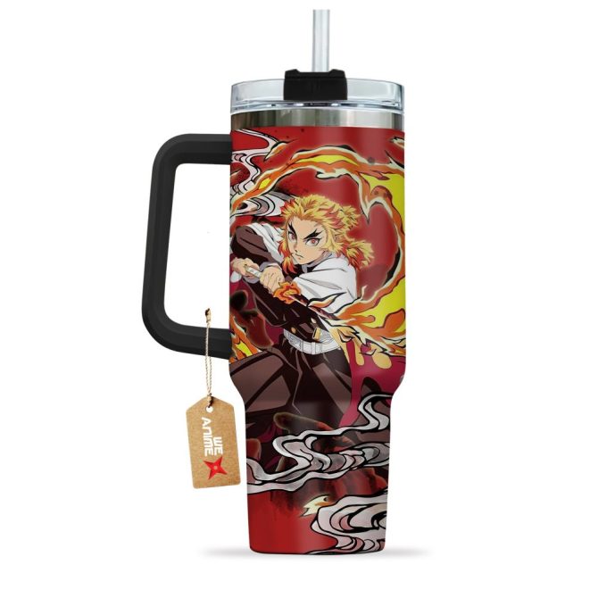 Kyojuro Rengoku Kimestu No Yaiba Anime Custom Stanley Quencher 40Oz Stainless Steel Tumbler With Handle - Image 4