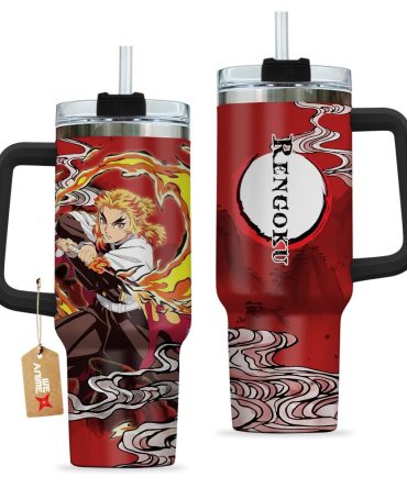 Kyojuro Rengoku Kimestu No Yaiba Anime Custom Stanley Quencher 40Oz Stainless Steel Tumbler With Handle