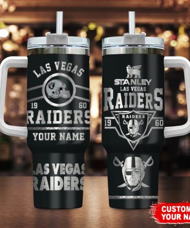 Las Vegas Raiders Nfl Custom Stanley Quencher 40Oz Stainless Steel Tumbler With Handle