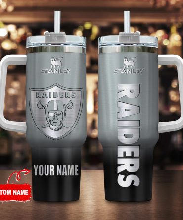 Las Vegas Raiders Nfl Custom Stanley Quencher 40Oz Stainless Steel Tumbler With Handle