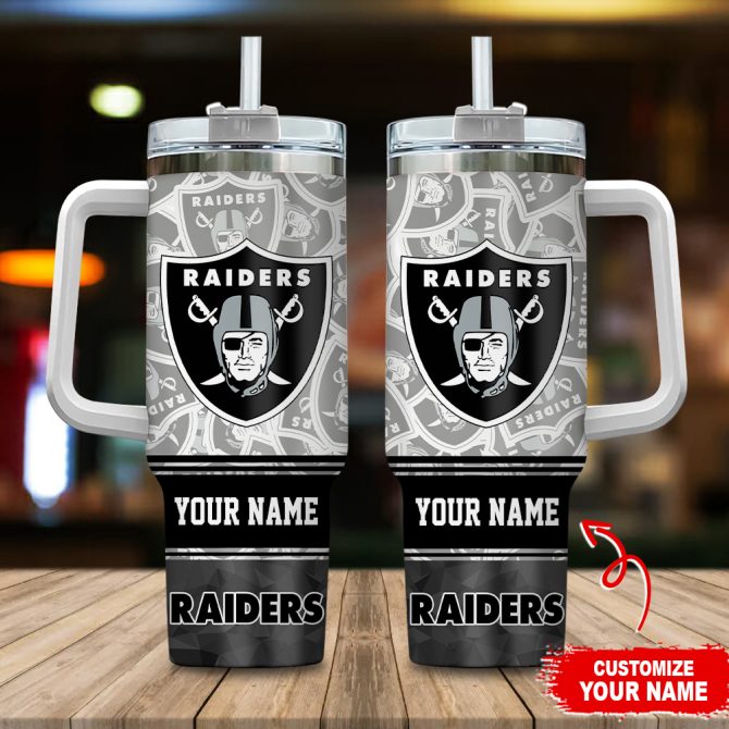 Las Vegas Raiders Nfl Custom Stanley Quencher 40Oz Stainless Steel Tumbler With Handle