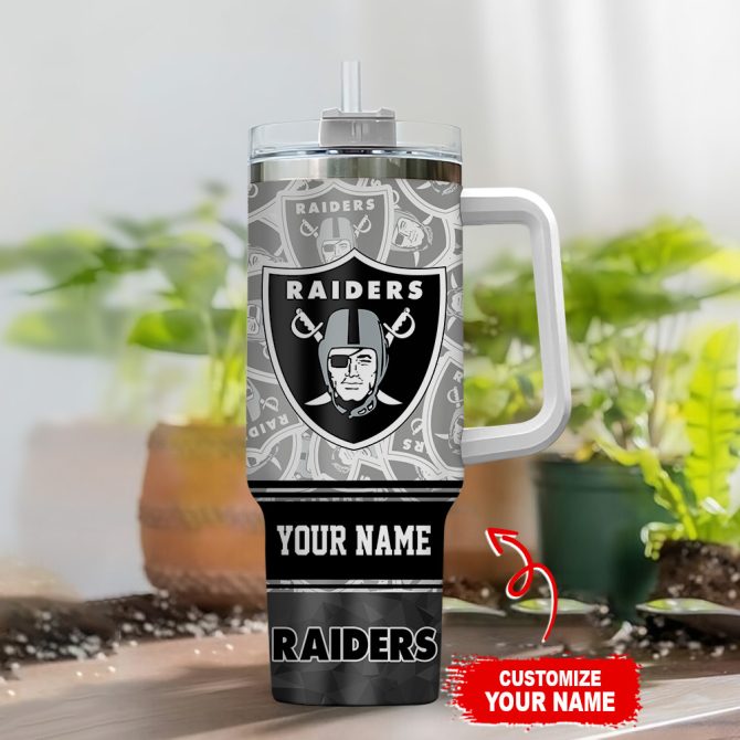 Las Vegas Raiders Nfl Custom Stanley Quencher 40Oz Stainless Steel Tumbler With Handle - Image 2