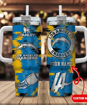 Los Angeles Chargers Nfl Custom Stanley Quencher 40Oz Stainless Steel Tumbler With Handle