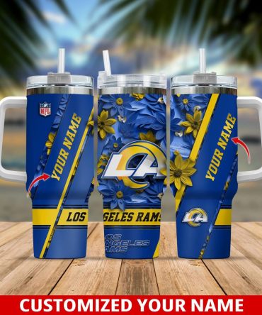 Los Angeles Rams Nfl Custom Stanley Quencher 40Oz Stainless Steel Tumbler With Handle
