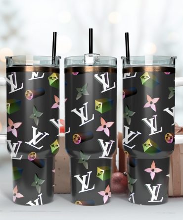 Louis Vuitton 3D Lv Logo Custom Stanley Quencher 40Oz Stainless Steel Tumbler With Handle