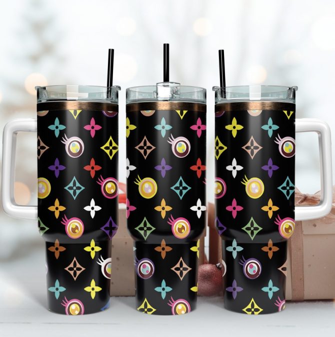 Louis Vuitton Colorful Lv Logo Custom Stanley Quencher 40Oz Stainless Steel Tumbler With Handle