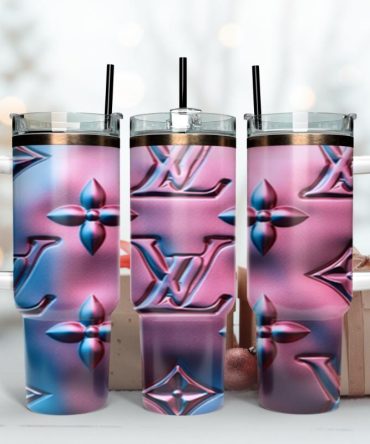 Louis Vuitton Lv 3D Gradient Pattern Custom Stanley Quencher 40Oz Stainless Steel Tumbler With Handle