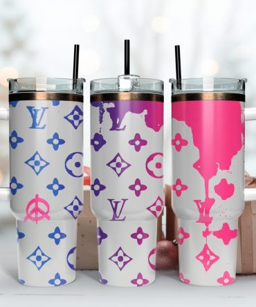 Louis Vuitton Lv Logo Custom Stanley Quencher 40Oz Stainless Steel Tumbler With Handle