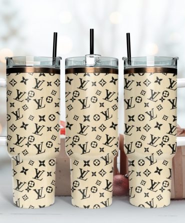 Louis Vuitton Lv Logo Print Custom Stanley Quencher 40Oz Stainless Steel Tumbler With Handle