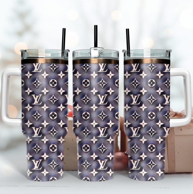 Louis Vuitton Lv Pattern Custom Stanley Quencher 40Oz Stainless Steel Tumbler With Handle