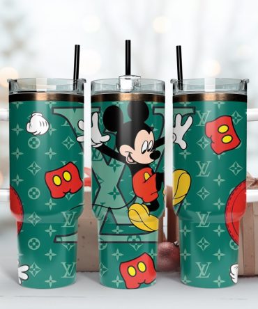 Louis Vuitton Mickey Mouse Custom Stanley Quencher 40Oz Stainless Steel Tumbler With Handle