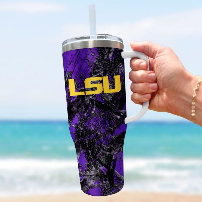Lsu Tigers Ncaa Hunting Custom Stanley Quencher 40Oz Stainless Steel Tumbler With Handle - Image 2