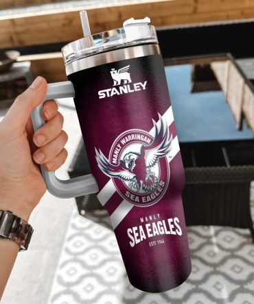 Manly Warringah Sea Eagles Nrl Custom Stanley Quencher 40Oz Stainless Steel Tumbler With Handle