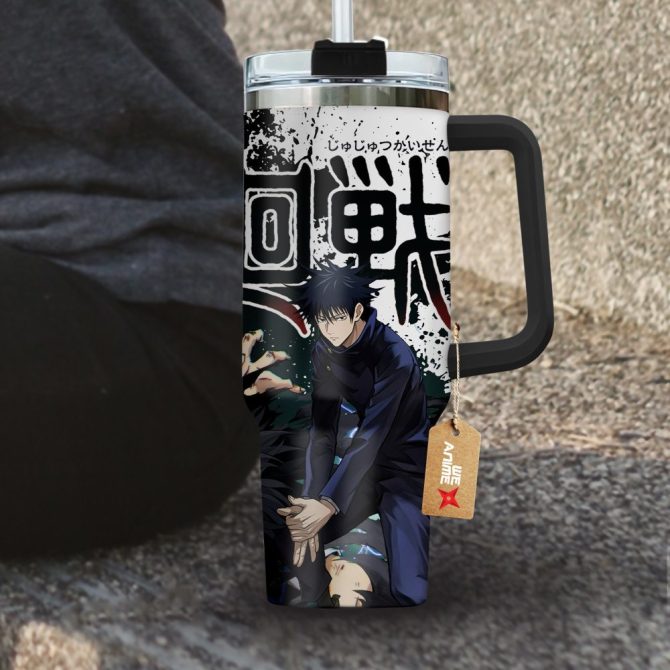 Megumi Fushiguro Jujutsu Kaisen Anime Custom Stanley Quencher 40Oz Stainless Steel Tumbler With Handle - Image 4