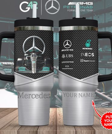 Mercedes-Amg Petronas F1 Custom Stanley Quencher 40Oz Stainless Steel Tumbler With Handle